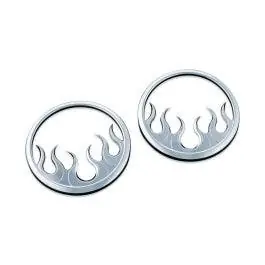 Sale Kuryakyn Chrome Flame Front Fairing Speaker Grills for Harley FLH/T 14-17