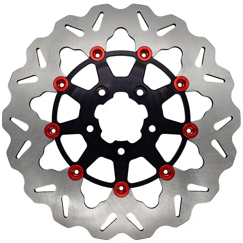 Fresh Stock Galfer - 11.5" Wave® Front Full-Floating W/ Black Carrier & Red Buttons Brake Rotor fits '00-'14 Big Twin, '00-'13 XL Models (See Desc.)