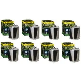 HiFloFiltro HF170CRC Set of 8 Chrome High Performance Oil Filter Harley Big Twin Premium