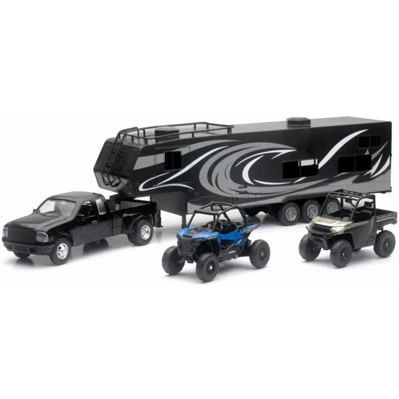 New-Ray Toys Pick-Up Toy Hauler w/ Polaris Vehicles Set Direct From Manufacturer