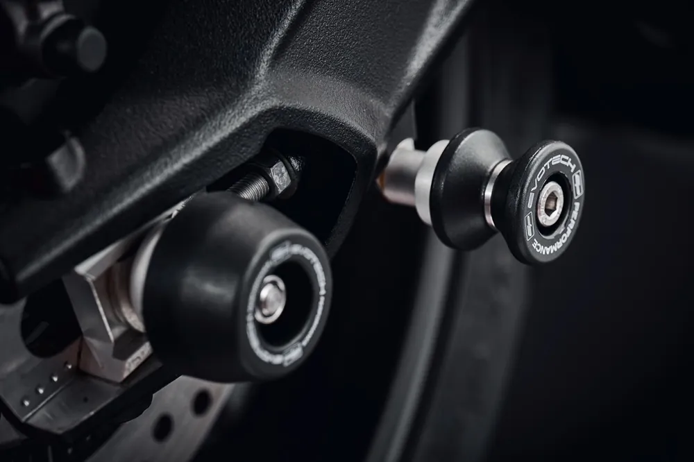 Paddock Stand Swingarm Spools by Evotech Performance Triumph / Street Triple R 765 / 2022 Buy Direct